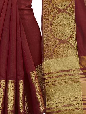 conversational zari border maroon kanjivaram saree with blouse - 15933399 - Standard Image - 3