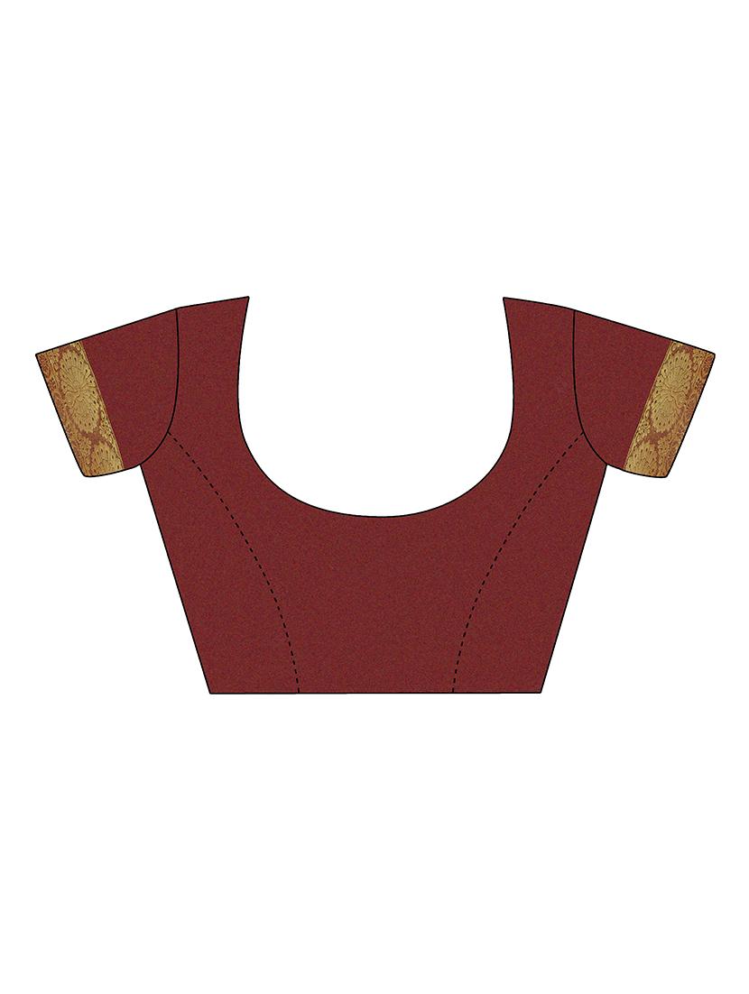conversational zari border maroon kanjivaram saree with blouse - 15933399 - Zoom Image - 2