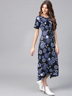 lace up detail floral dress - 15933498 - Standard Image - 2