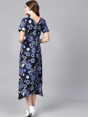 lace up detail floral dress - 15933498 - Standard Image - 3