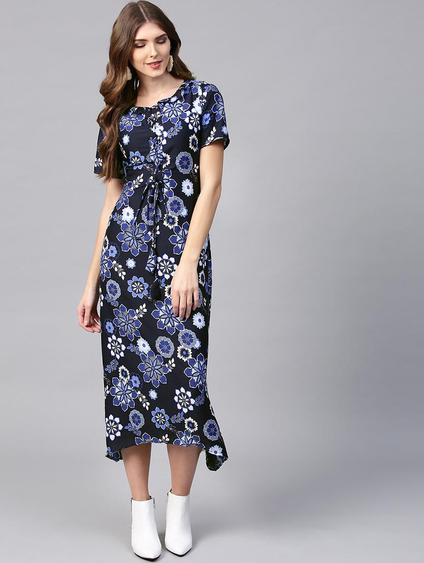 lace up detail floral dress - 15933498 - Zoom Image - 1