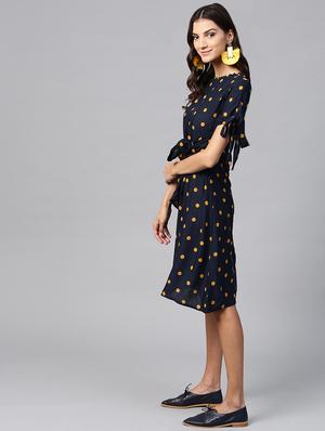 tie front polka dots a-line dress - 15933507 - Standard Image - 2