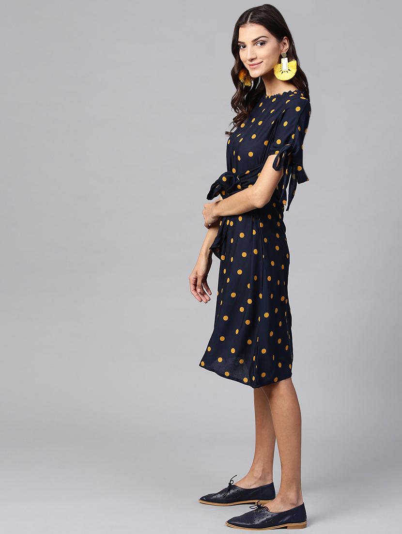 tie front polka dots a-line dress - 15933507 - Zoom Image - 2