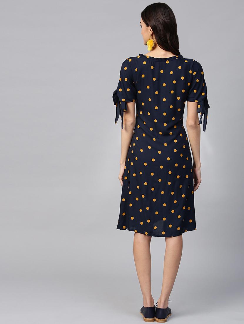 tie front polka dots a-line dress - 15933507 - Zoom Image - 3