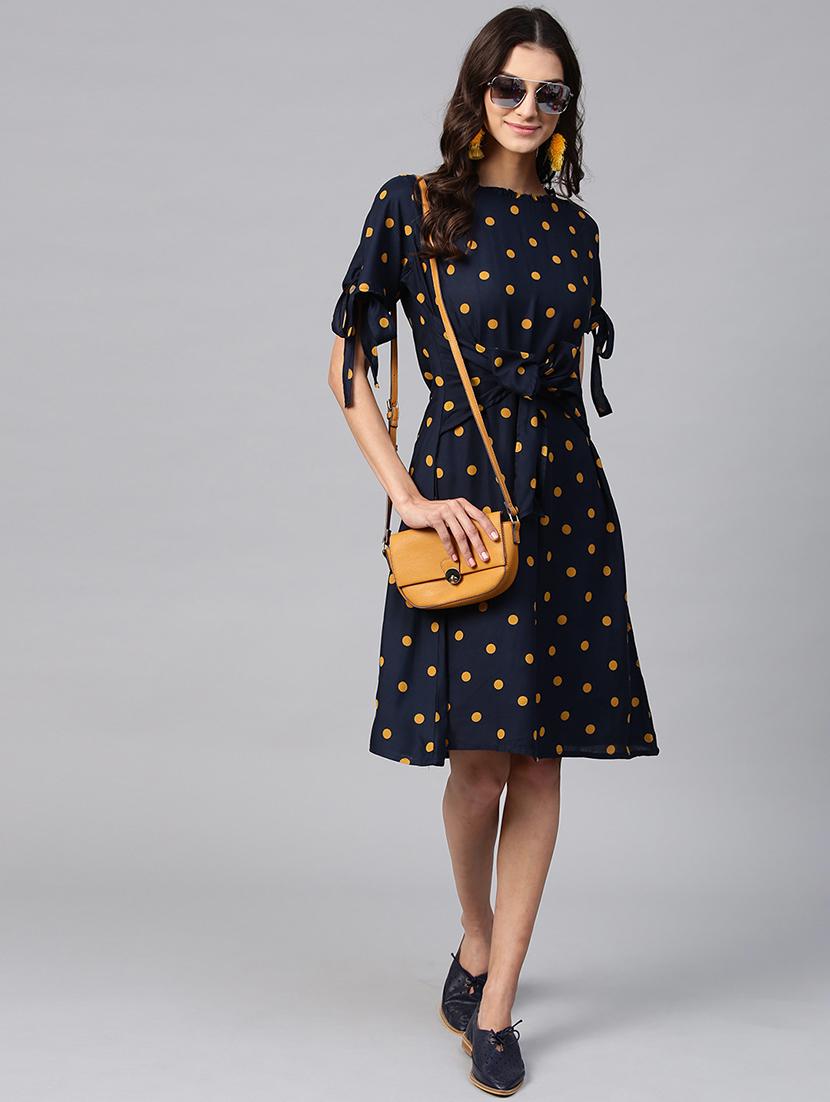 tie front polka dots a-line dress - 15933507 - Zoom Image - 4