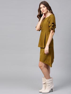 ruffle detail asymmetric dress - 15933511 - Standard Image - 2