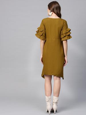 ruffle detail asymmetric dress - 15933511 - Standard Image - 3