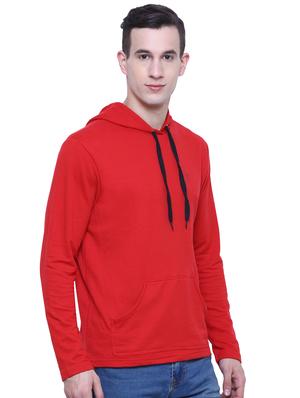 red cotton hooded t-shirt - 15933785 - Standard Image - 2