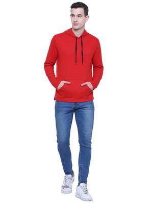 red cotton hooded t-shirt - 15933785 - Standard Image - 4