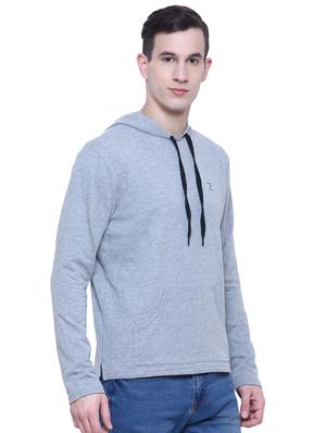 grey cotton hooded t-shirt - 15933786 - Standard Image - 2