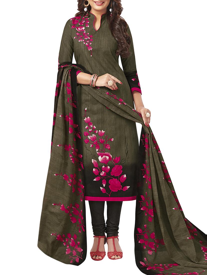 Printed unstitched churidaar suit - 15934027 - Zoom Image - 1