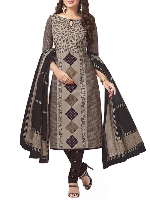 printed unstitched churidaar suit - 15934040 - Standard Image - 1