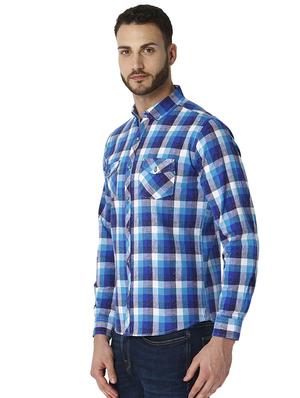 blue checkered casual shirt - 15934215 - Standard Image - 2