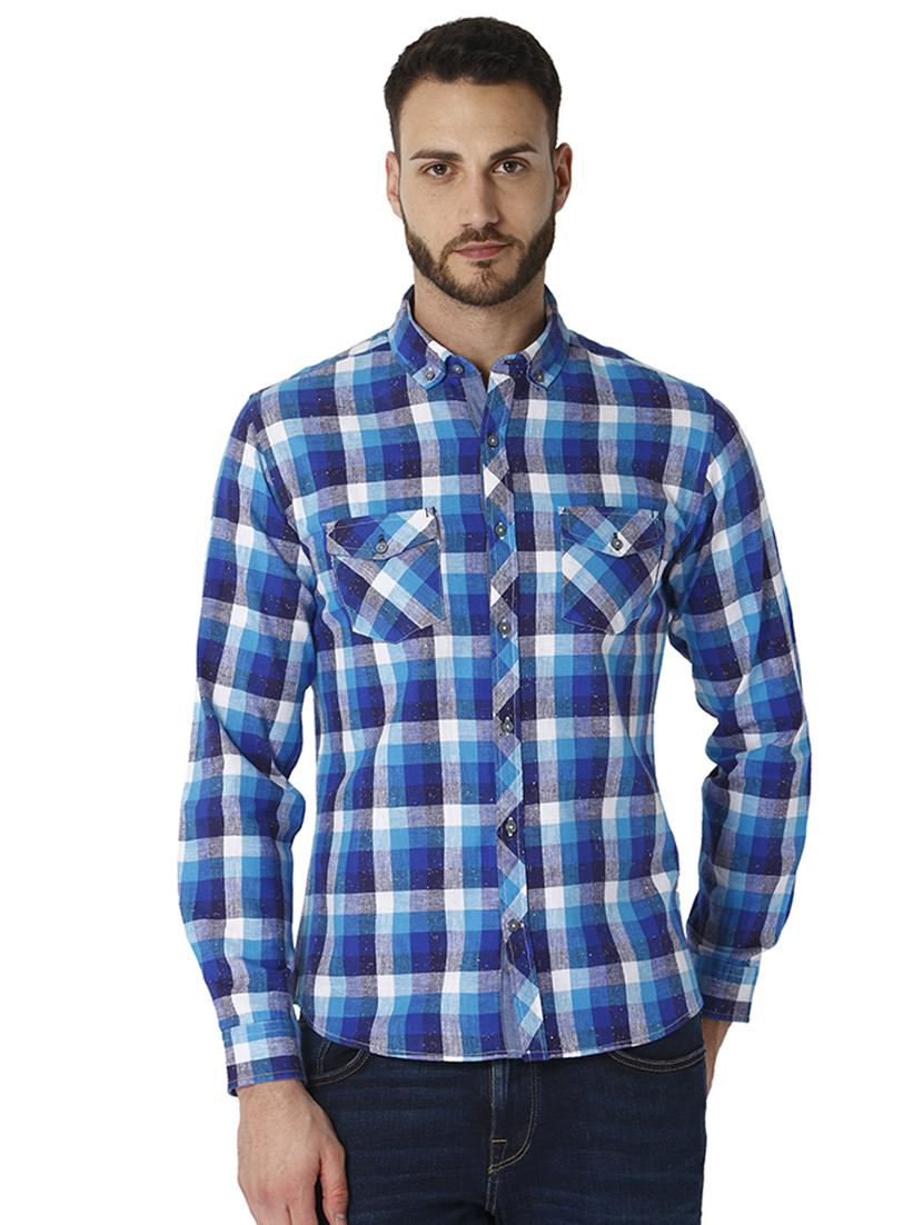 blue checkered casual shirt - 15934215 - Zoom Image - 1