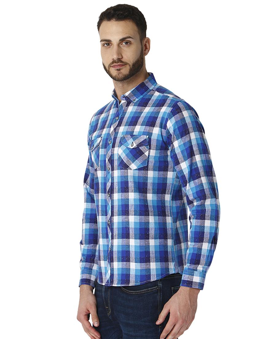 blue checkered casual shirt - 15934215 - Zoom Image - 2