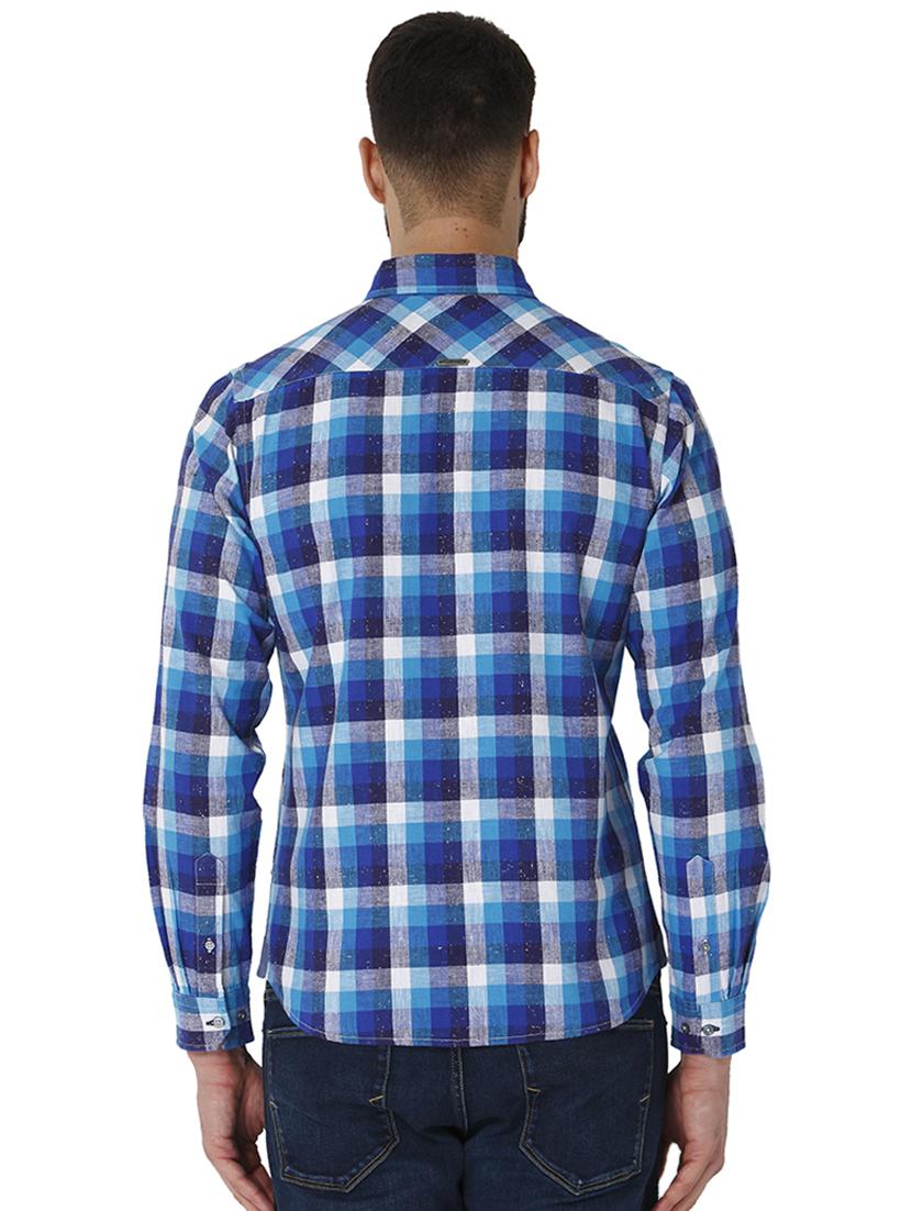 blue checkered casual shirt - 15934215 - Zoom Image - 3