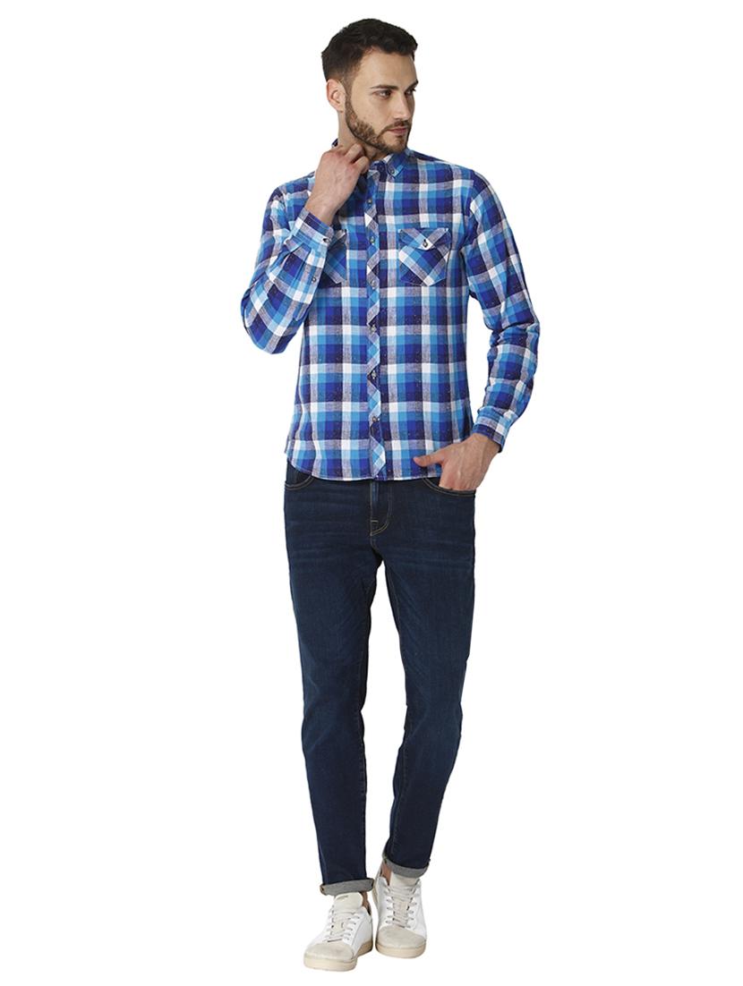 blue checkered casual shirt - 15934215 - Zoom Image - 4