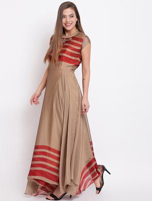 stripes flared ethnic dress - 15934266 - Standard Image - 2