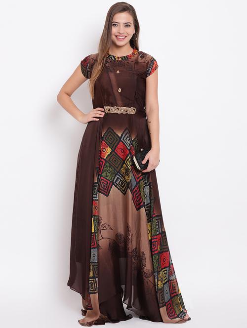 a-line printed dress - 15934267 - Standard Image - 1