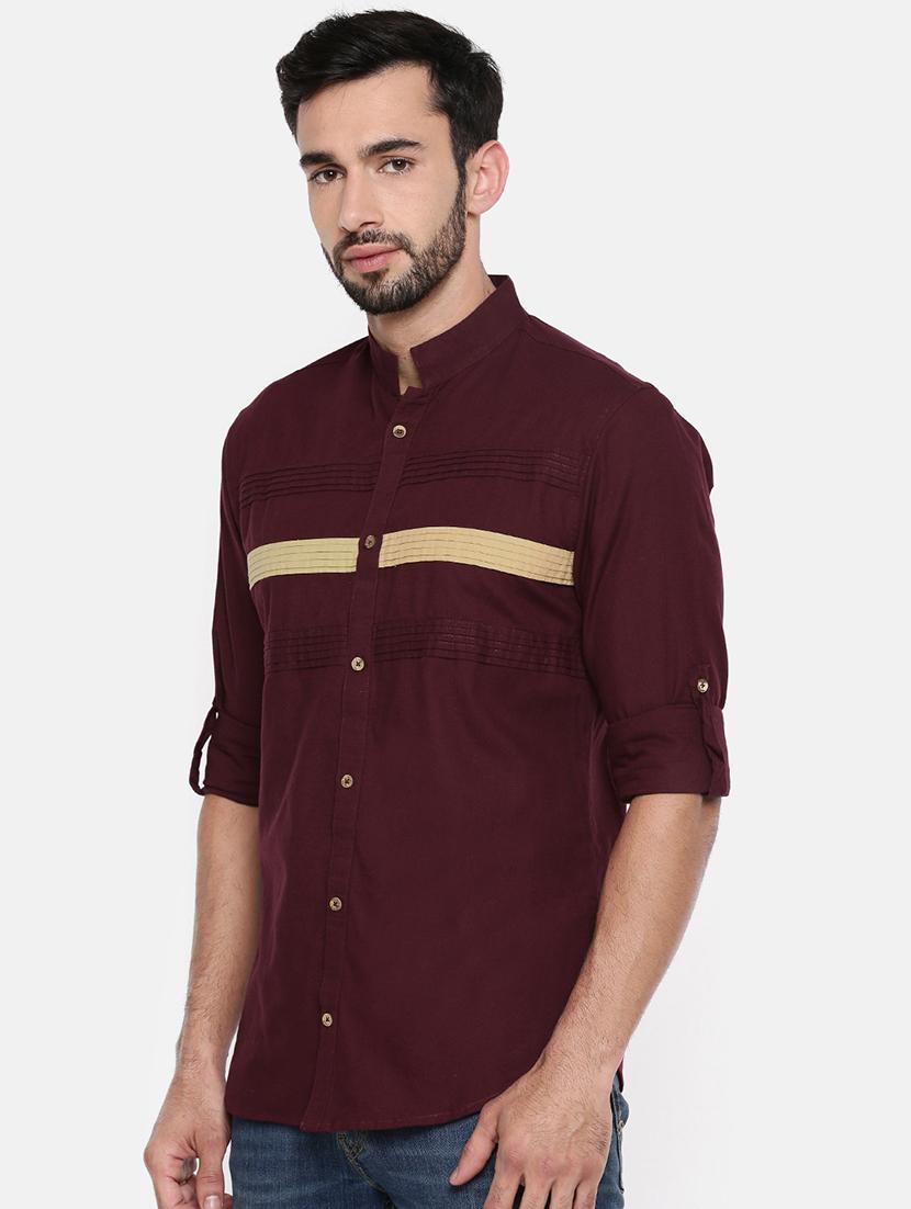 maroon cotton casual shirt - 15934335 - Zoom Image - 2