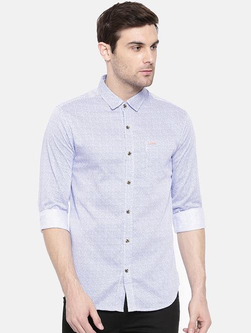 blue printed casual shirt - 15934347 - Standard Image - 1