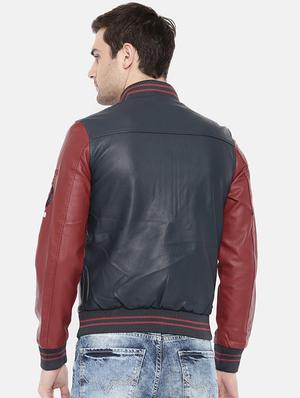 navy blue leather biker jacket - 15934369 - Standard Image - 3