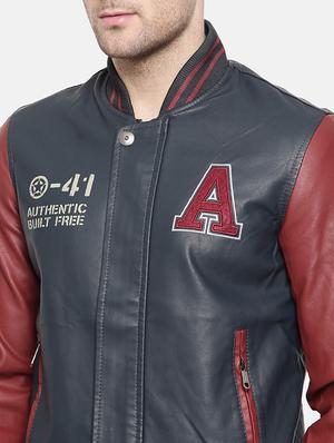 navy blue leather biker jacket - 15934369 - Standard Image - 5