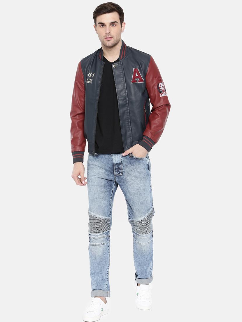 navy blue leather biker jacket - 15934369 - Zoom Image - 4