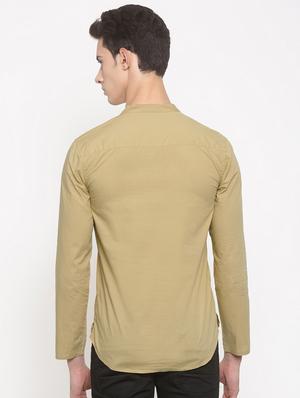 beige cotton short kurta - 15934376 - Standard Image - 3
