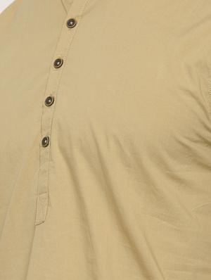 beige cotton short kurta - 15934376 - Standard Image - 5