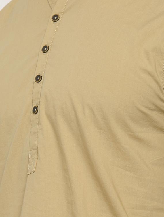 beige cotton short kurta - 15934376 - Zoom Image - 5