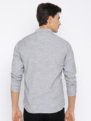 grey cotton short kurta - 15934378 - Standard Image - 3