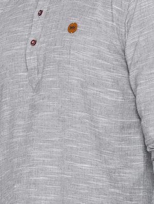 grey cotton short kurta - 15934378 - Standard Image - 5