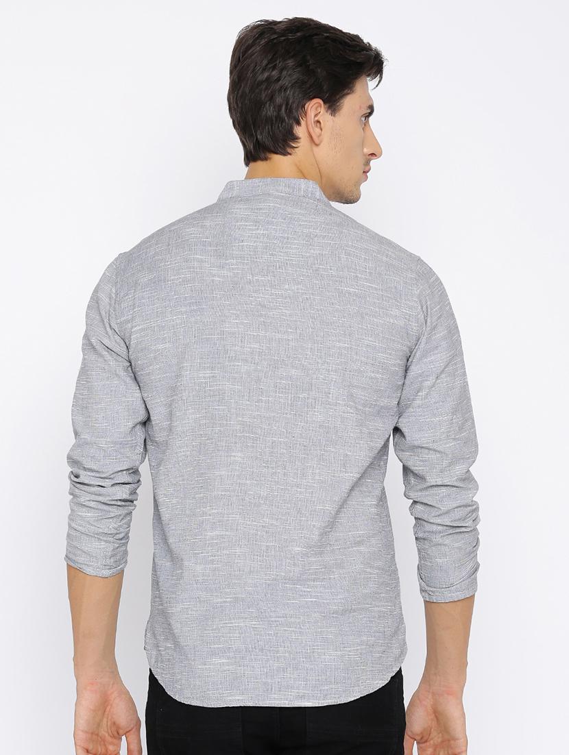 grey cotton short kurta - 15934378 - Zoom Image - 3