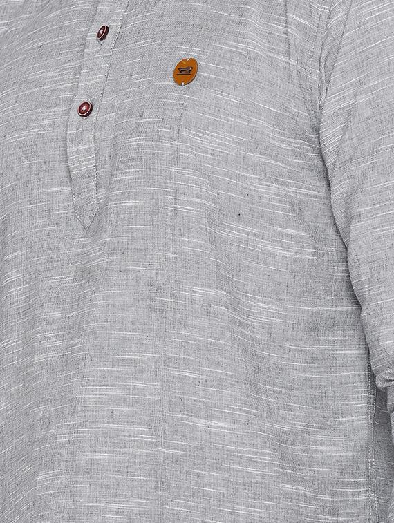 grey cotton short kurta - 15934378 - Zoom Image - 5