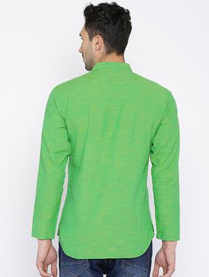 green cotton short kurta - 15934379 - Standard Image - 3
