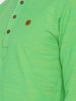 green cotton short kurta - 15934379 - Standard Image - 5