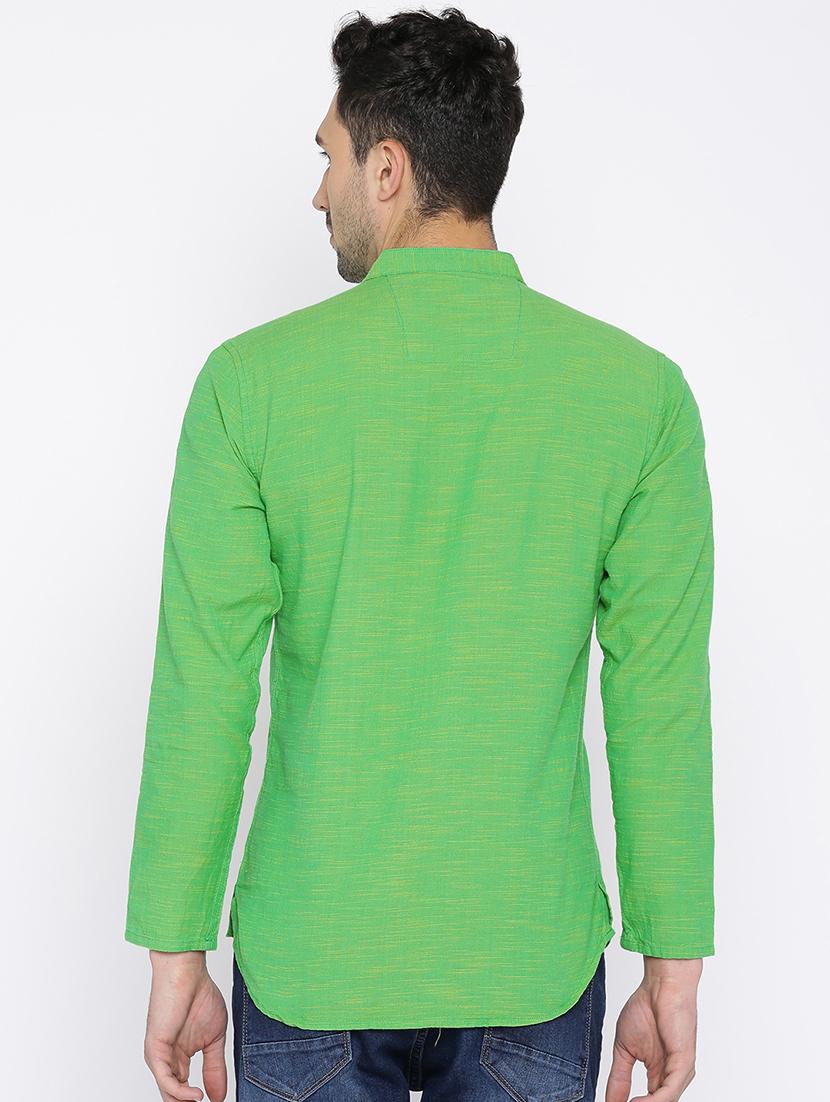 green cotton short kurta - 15934379 - Zoom Image - 3