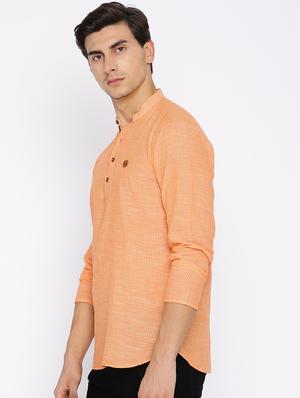 orange cotton short kurta - 15934383 - Standard Image - 2