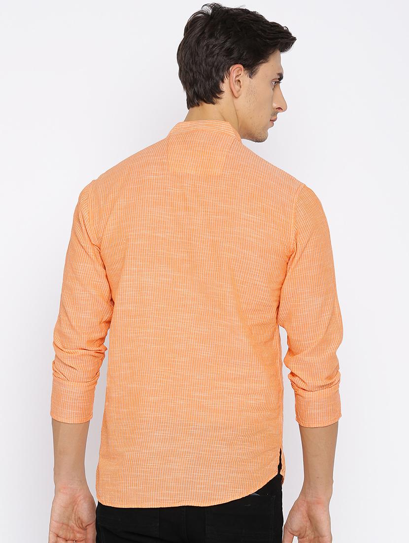 orange cotton short kurta - 15934383 - Zoom Image - 3