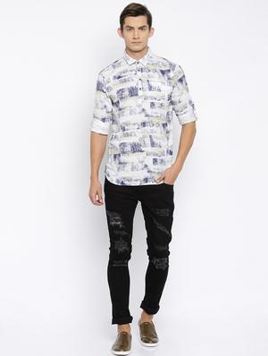 blue cotton short kurta - 15934391 - Standard Image - 4