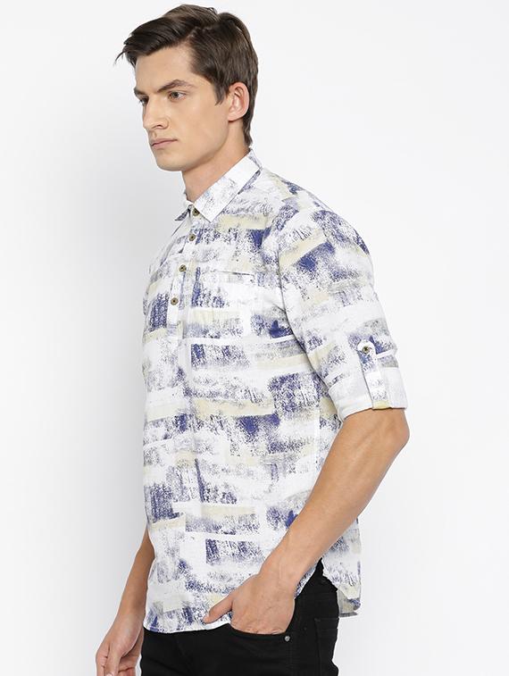 blue cotton short kurta - 15934391 - Zoom Image - 2