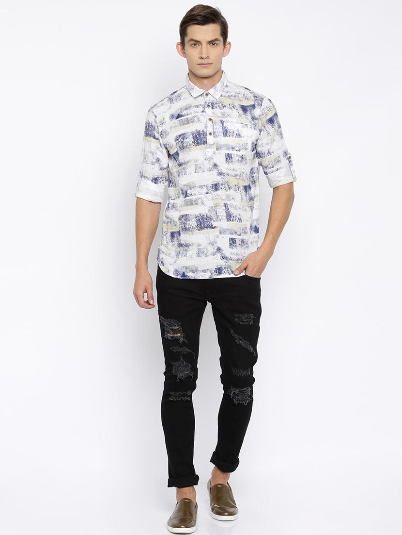 blue cotton short kurta - 15934391 - Zoom Image - 4