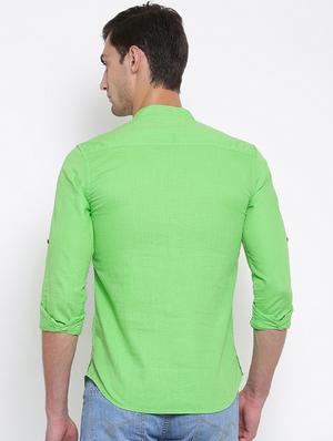 green cotton short kurta - 15934396 - Standard Image - 3