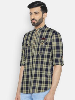 blue cotton short kurta - 15934398 - Standard Image - 2