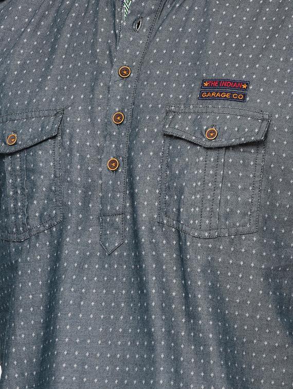 grey cotton short kurta - 15934400 - Zoom Image - 5