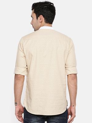 beige cotton short kurta - 15934405 - Standard Image - 3