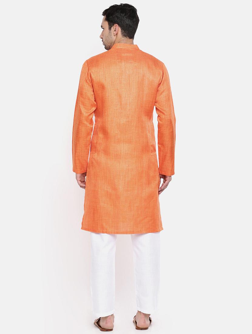 orange cotton kurta pyjama set - 15934432 - Zoom Image - 3