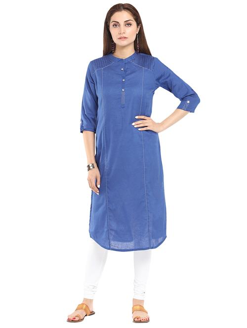 solid straight kurta - 15934454 - Standard Image - 1