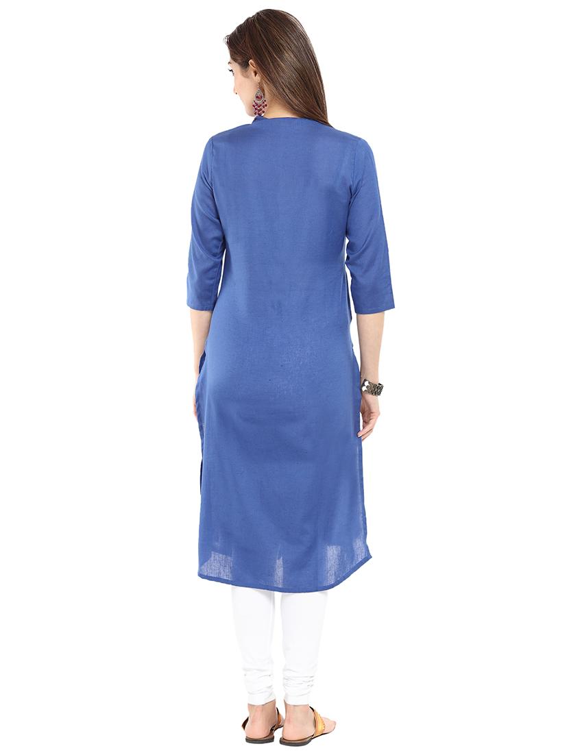 solid straight kurta - 15934454 - Zoom Image - 3